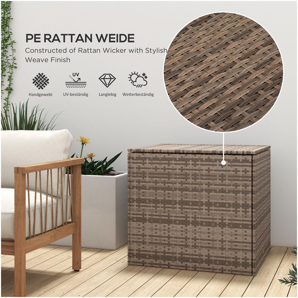 AUFLAGENBOX, Stahl, Sand, 75 x 75 x 70 cm - Sandfarben, Kunststoff/Metall (75/70/75cm) - Outsunny