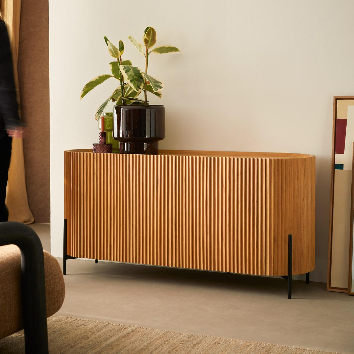 SIDEBOARD Lou Hellbraun aus Dunkles Mindiholz - Hellbraun, Holz (150/71/45cm) - Tikamoon
