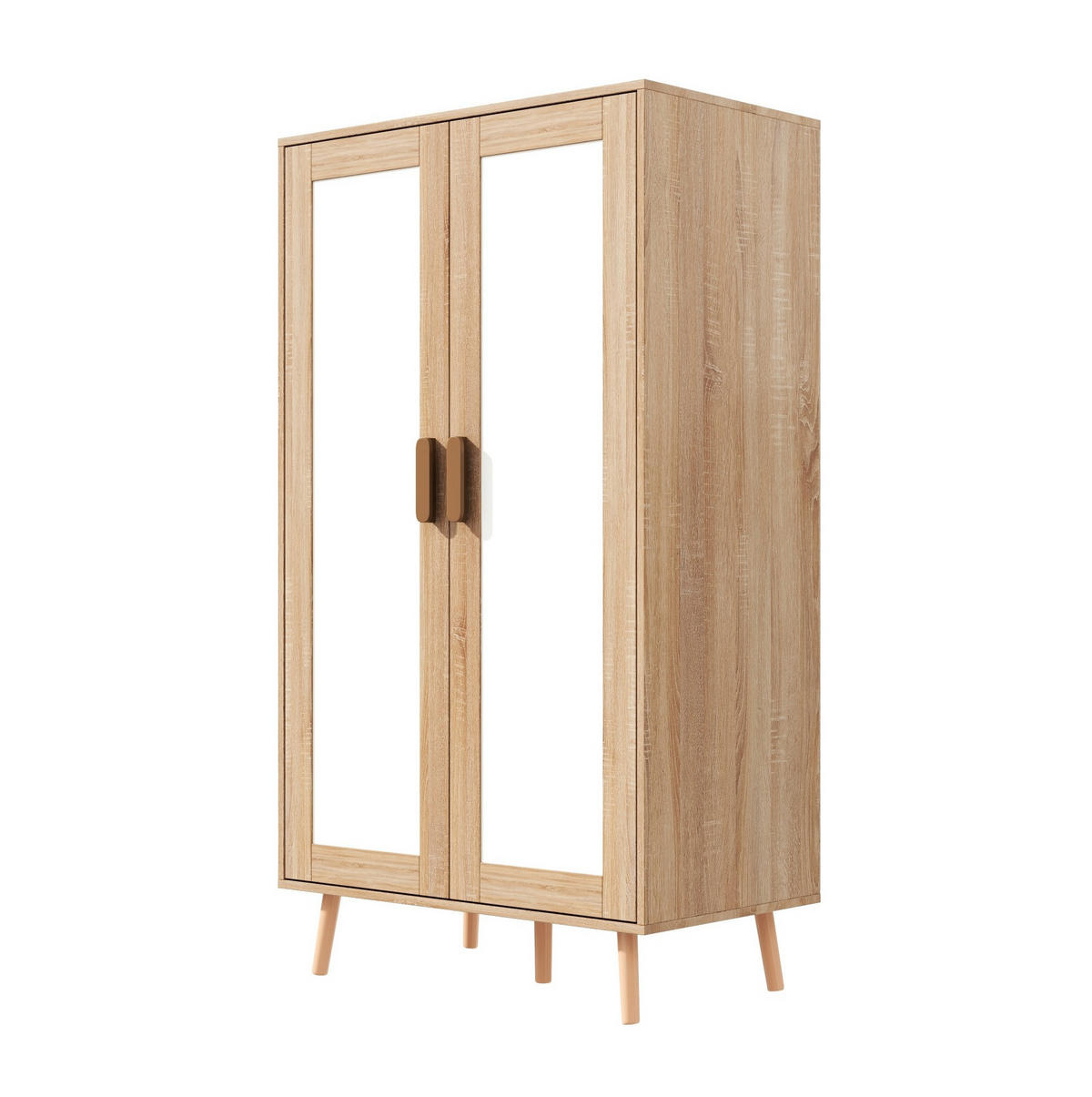 KLEIDERSCHRANK aus MDF 80x46x141,5 cm Weiß/Natur mit Kleiderstange, Ablagefach und Kippschutz - Naturfarben, Holzwerkstoff (80/141.5/46cm) - Modfu
