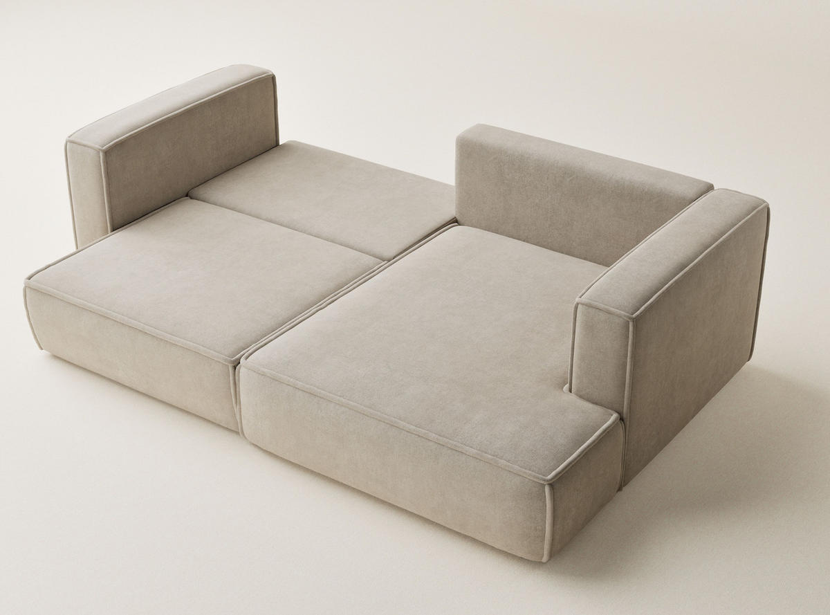 ECKSOFA MIT SCHLAFFUNKTION Velto Beige Webstoff - Beige/Schwarz, Holz/Holzwerkstoff (250/152cm) - Maison de Reve