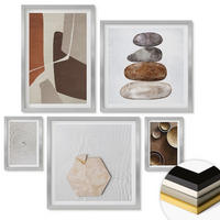 WANDBILDER 5er Set - 50x50 cm & 20x30 cm & 40x60 cm Silberner Rahmen - Texturen in der modernen Kunst - Silberfarben, Kunststoff (40/60cm) - ArtPrintCave
