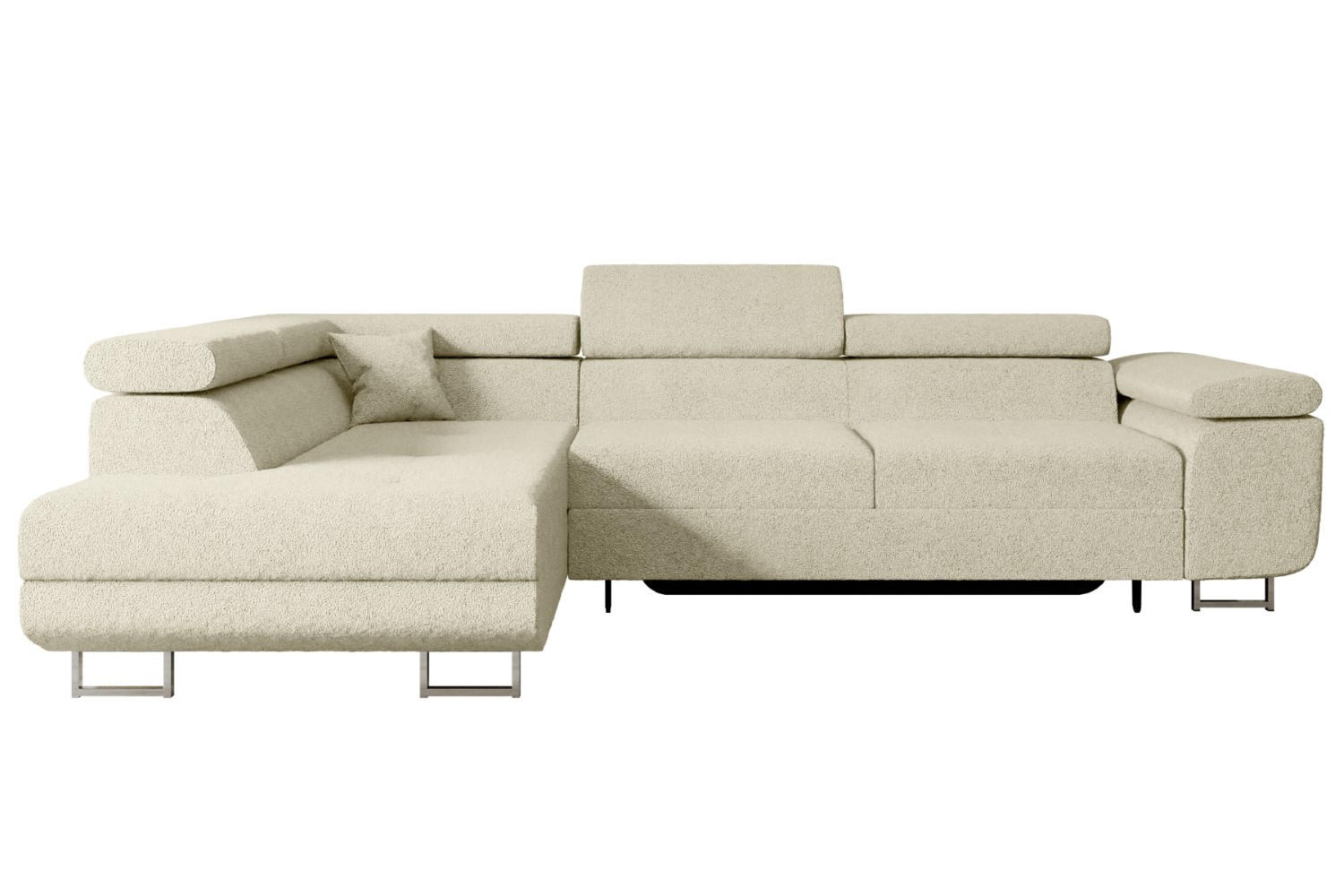 ECKSOFA mit Schlaffunktion und Bettkasten GUSA-L 272x202x107 cm Beige Bouclé - Beige/Silberfarben, Holzwerkstoff/Textil (202/272cm) - ALTDECOR