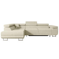 ECKSOFA mit Schlaffunktion und Bettkasten GUSA-L 272x202x107 cm Beige Bouclé - Beige/Silberfarben, Holzwerkstoff/Textil (202/272cm) - ALTDECOR