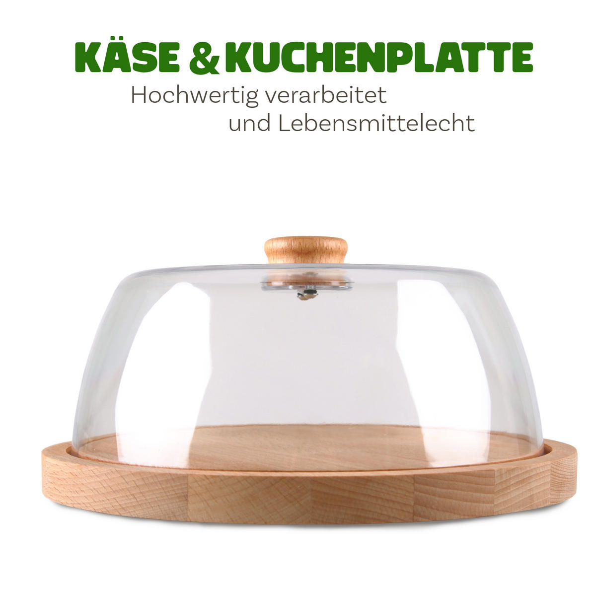 KÄSEPLATTE Servier-und Kuchenplatte ⌀ 24cm - Transparent, Kunststoff (24/12/24cm) - Bestlivings