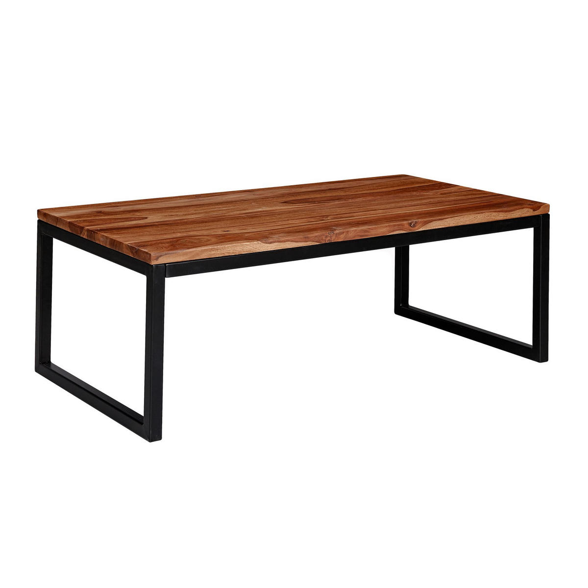 COUCHTISCH Industrie-Stil in Sheesham-Holz massiv, Unikat mit einzigartiger Maserung - Schwarz/Braun, Holz/Metall (60/110/40cm) - KADIMA DESIGN