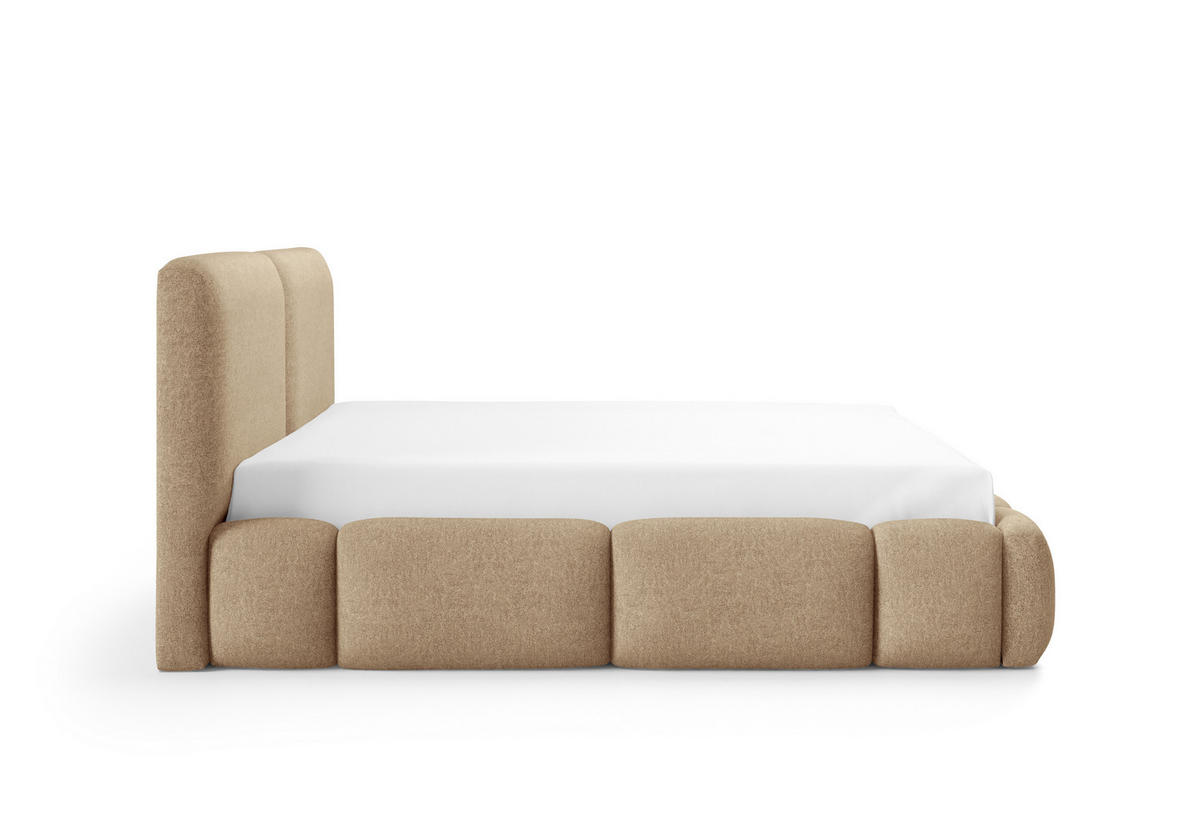 POLSTERBETT ARDELLO mit Beinen mit Bettkasten,Bett 160x200,Doppelbett,Lattenrost,Boxspringbett-Optik,ohne Matratze,Schlafzimmer-Creme - Cappuccino, Holz (180/200cm) - Furnistar
