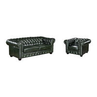 COUCHGARNITUR mit Sessel - 4 Personen - Leder - Tannengrün - BRENTON - Waldgrün, Leder (201/73/96cm) - Vente-Unique
