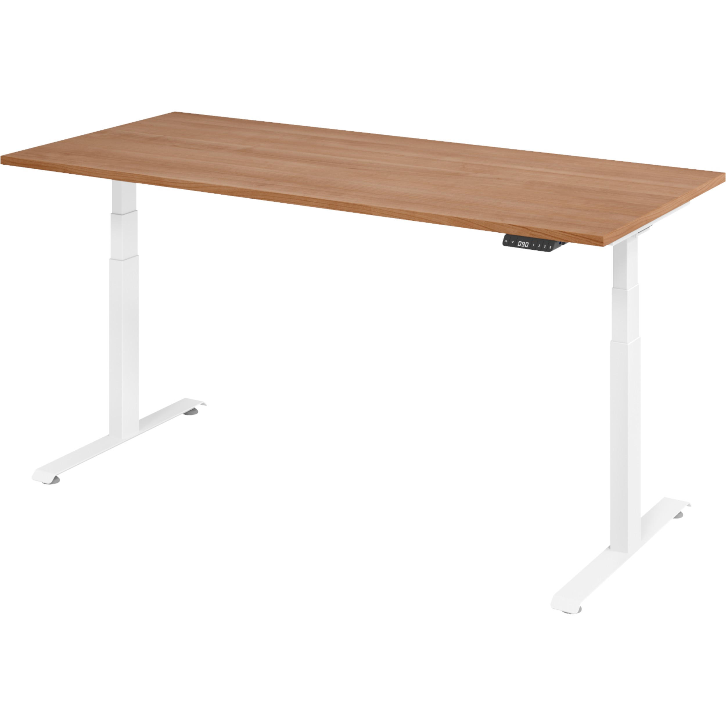 SCHREIBTISCH elektrisch 80/180/74 cm in Nussbaumfarben/Weiß - Nussbaumfarben/Weiß, Holzwerkstoff (80/180/74cm) - bümö