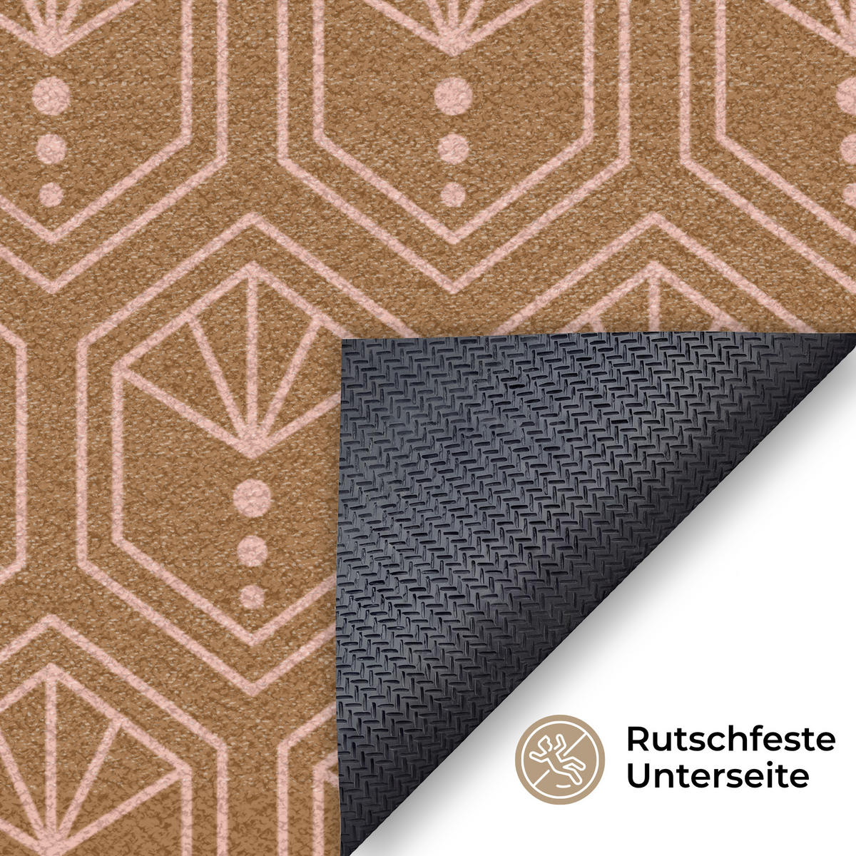 ROHOŽKA Hnědá - Růžová - Geometrická - Vzorovaná 120x80 cm - hnědá, textil/umělá hmota (120/0.4cm) - MuchoWow