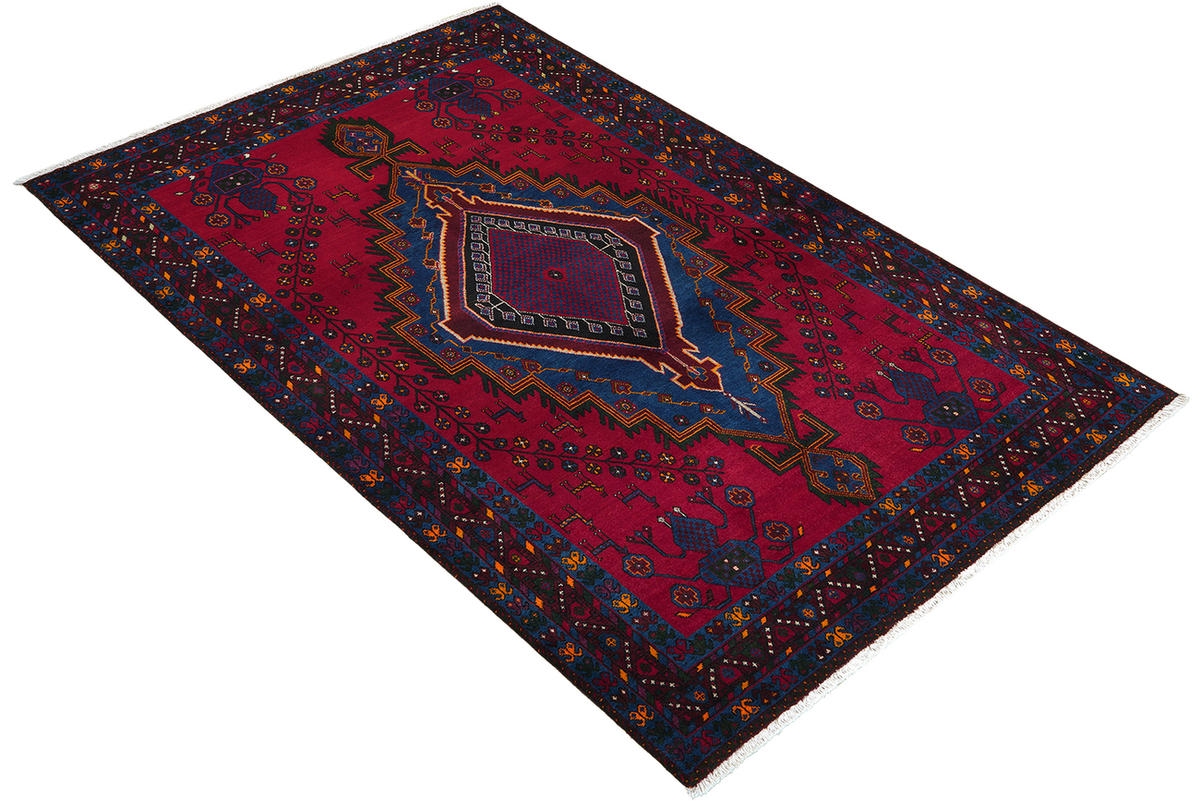 TEPPICH Afshar Rot 236/151 cm Schurwolle - Rot, Textil (151/236cm) - Looma