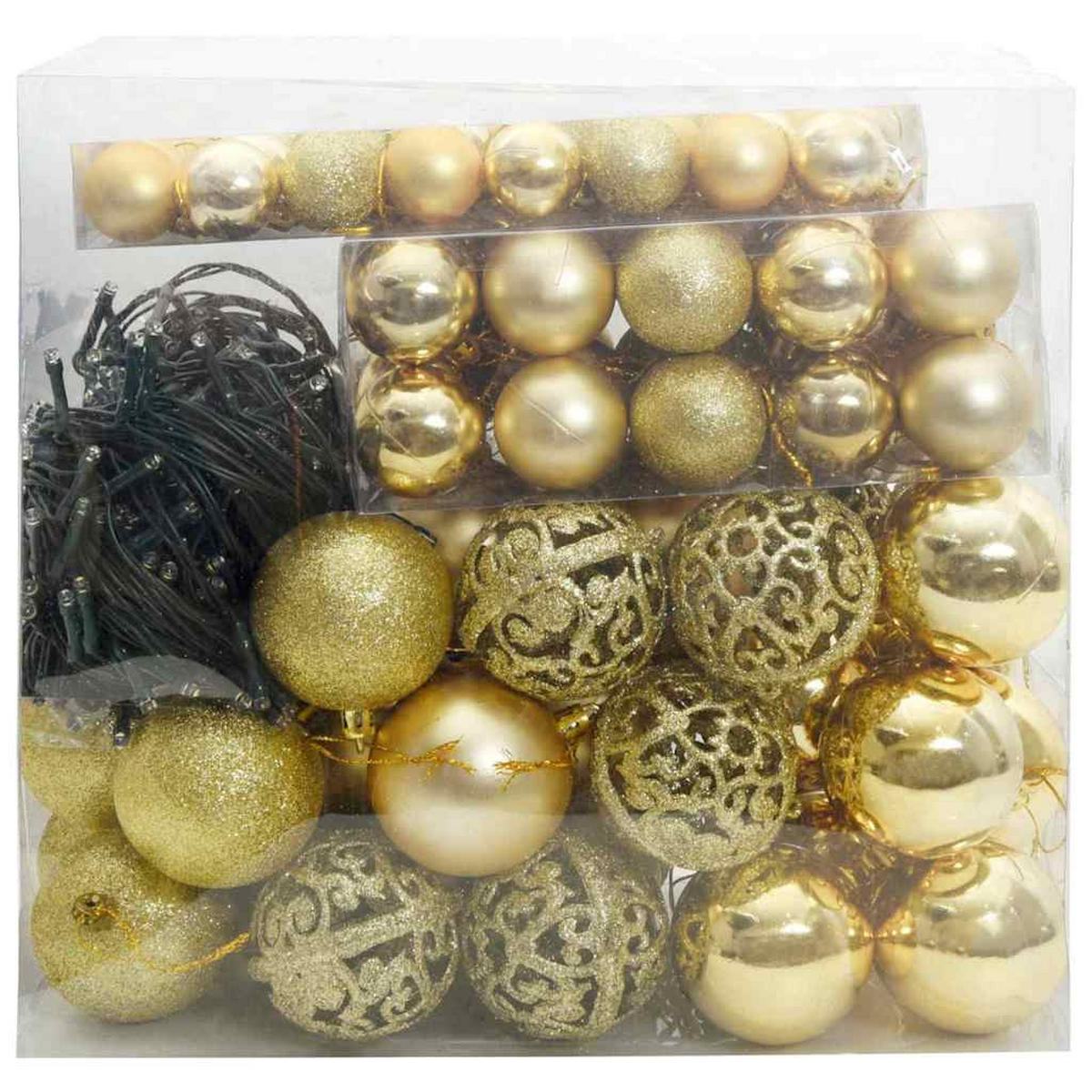 WEIHNACHTSKUGELSET 120 -teilig Gold Kunststoff - Goldfarben, Kunststoff (6/27/6cm) - vidaXL