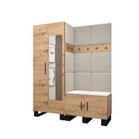 GARDEROBEN-SET 196/158/45,6 - Creme/Schwarz, Holz/Kunststoff (158/196/45.6cm) - Abiks Möbel