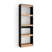 REGAL eiche, schwarz, 60/25/186cm - Eichefarben/Schwarz, Holzwerkstoff (60/186/25cm) - Skraut Home