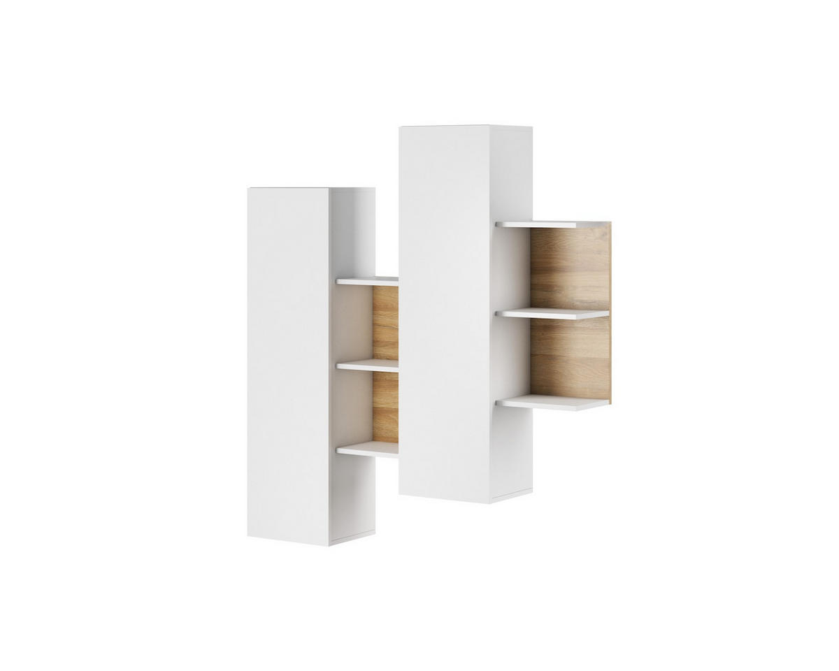 WOHNZIMMER-SET Alva Grand Eiche / weiß 6-teilig - Eichefarben/Braun, Holz/Holzwerkstoff (345/120/44cm) - Feldmann-Wohnen