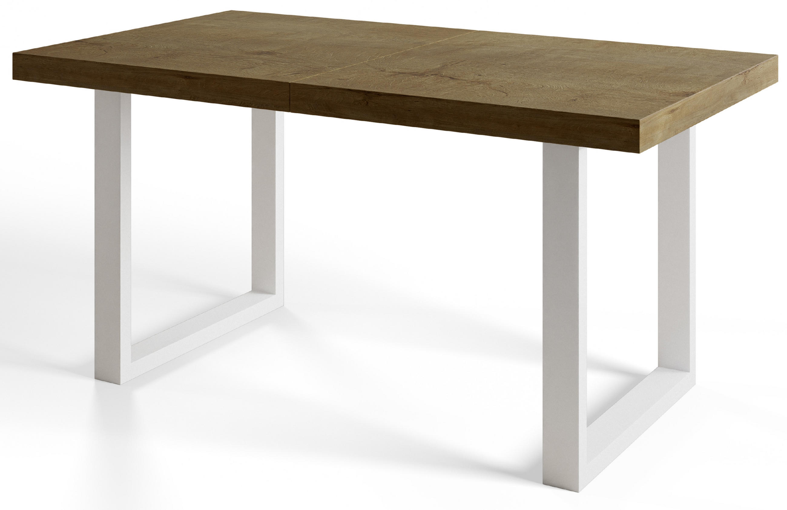 ESSZIMMERTISCH LOFT-U 200X100X77 cm, Farbe: LEFKAS, mit Metallbeinen in Farbe Weiß - Dunkelbraun/Weiß, Holzwerkstoff (200/100/77cm) - Alpi-Möbel