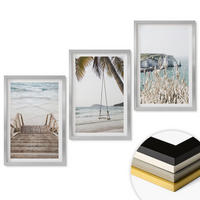 WANDBILDER 3er Set - 40x60 cm Silberner Rahmen - Strandtreppe aus Holz, Schaukel - Silberfarben, Kunststoff (40/60cm) - ArtPrintCave