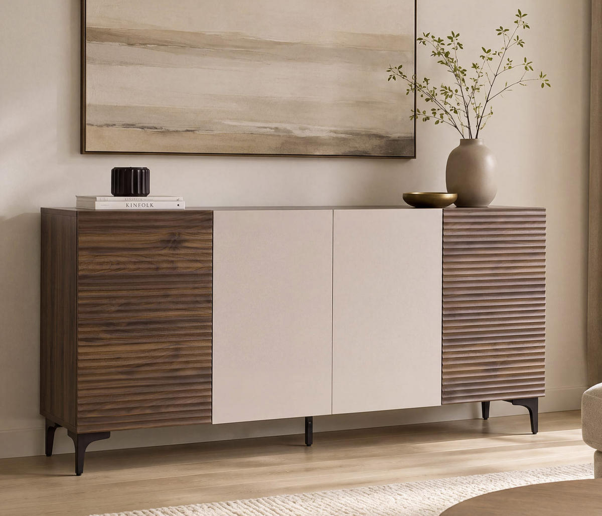 SIDEBOARD Walnuss Dekor - Walnussfarben, Holz (160/80/42cm) - MCW