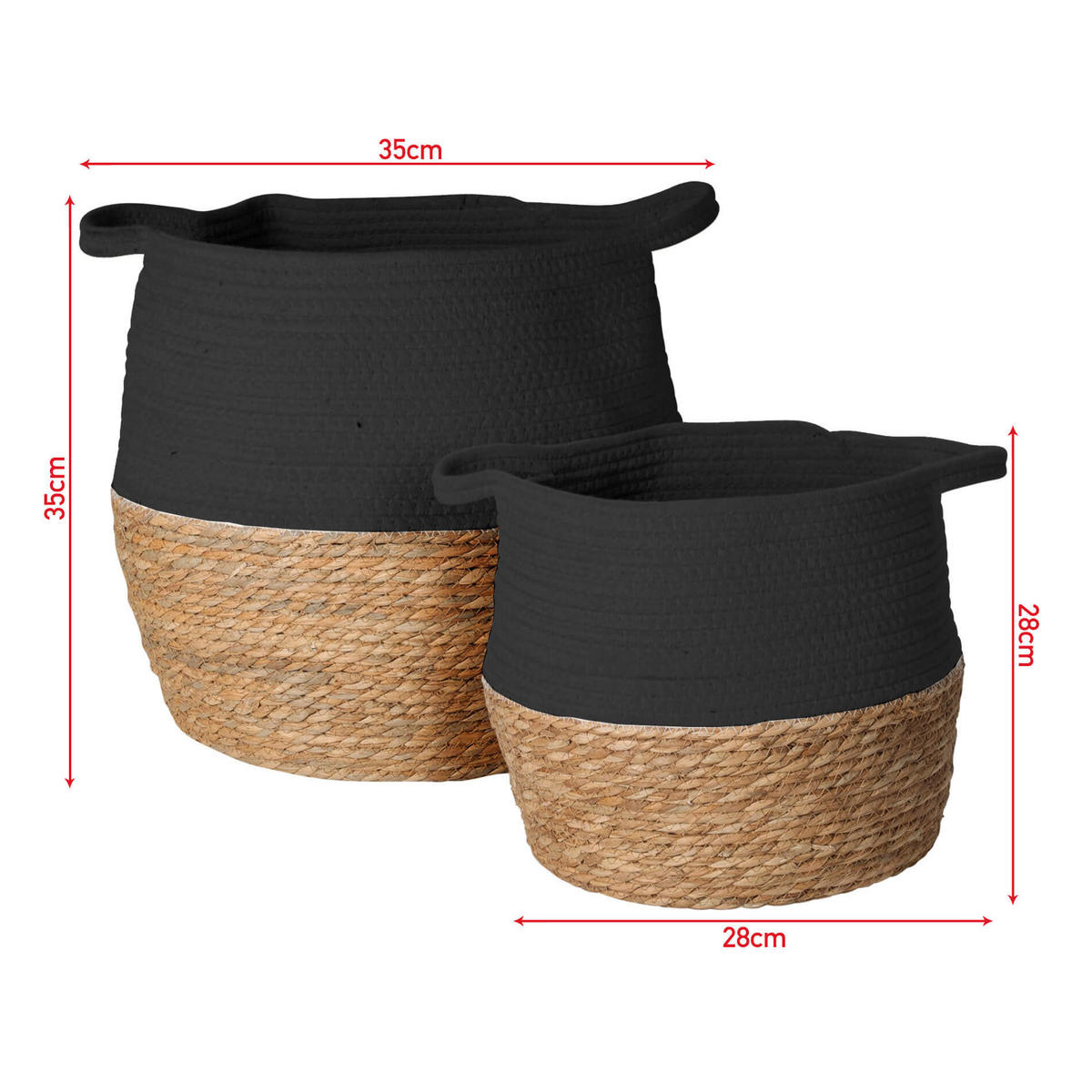 AUFBEWAHRUNGSKÖRBE Schwarz 41/41/35 cm - Schwarz, Naturmaterialen (41/35cm) - Mobili Rebecca