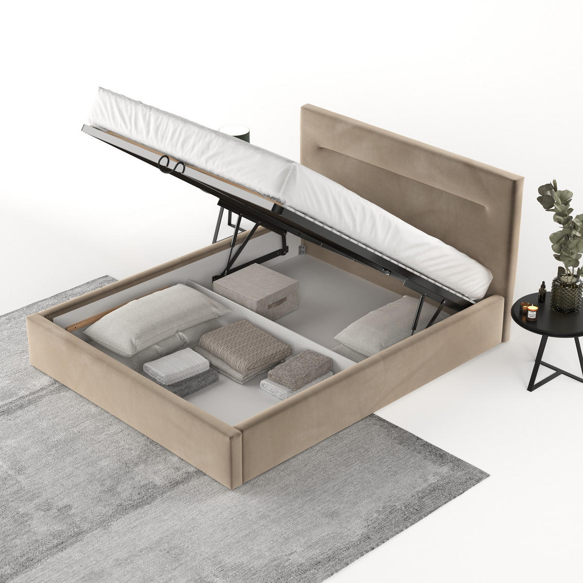 POLSTERBETT Liline 180/200 cm Taupe im Paros Stoff - Taupe/Schwarz, Holz/Holzwerkstoff (180/200cm) - AltaBeds