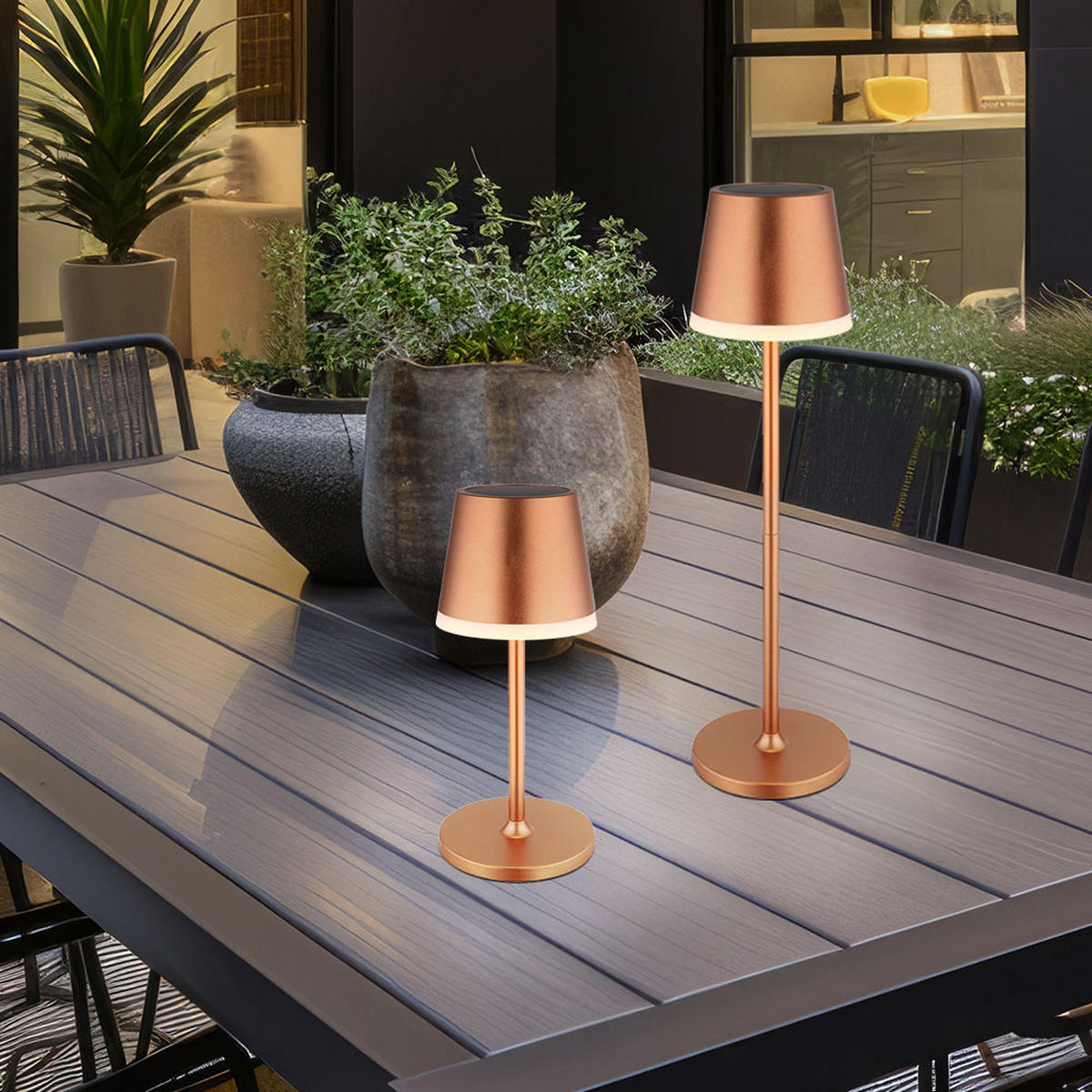 LED AUSSENLEUCHTE Solar Champagner satiniert - Champagner, Metall (11/11/41cm) - Globo Lighting