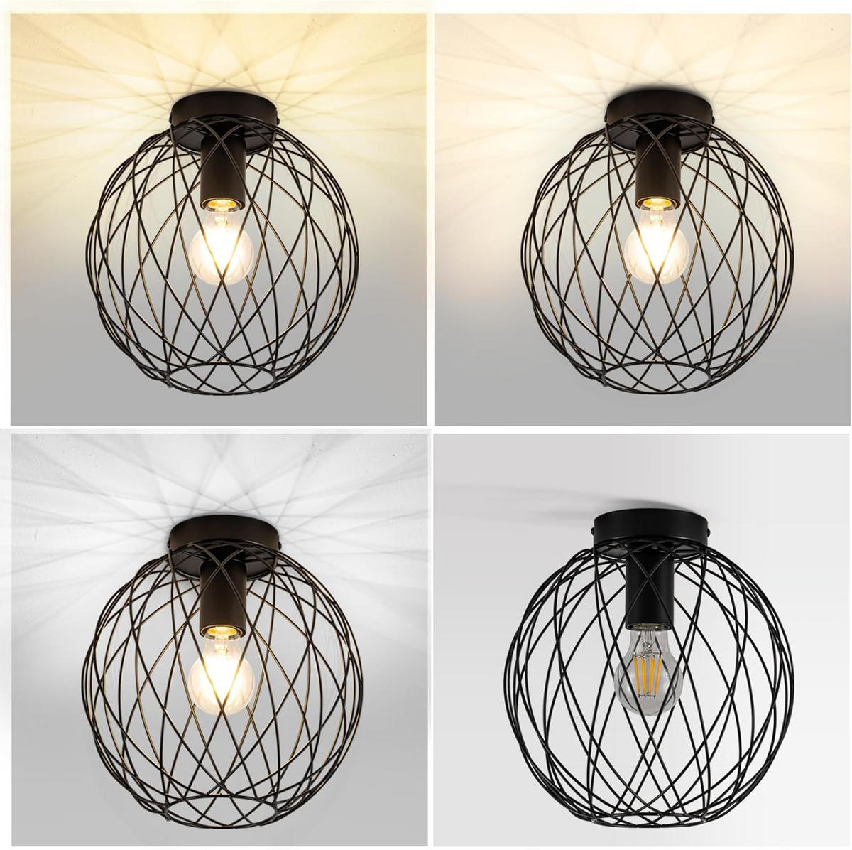 DECKENLEUCHTE Blitzenh 25/26.5/25 cm - Schwarz, Metall (25/25/26.5cm) - ZMH