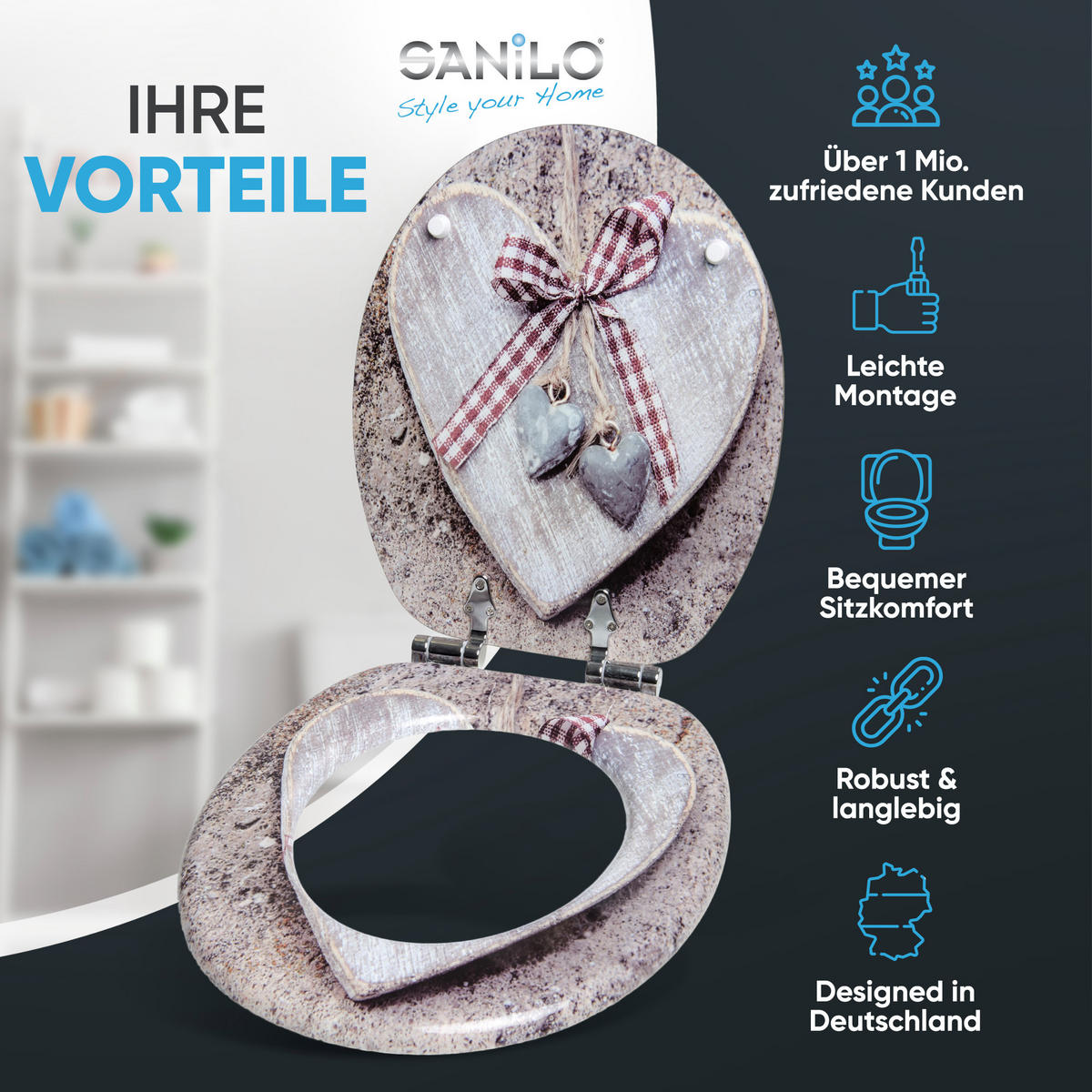 WC-SITZ mit Absenkautomatik Bavaria - Braun, Holzwerkstoff (38/6/47cm) - Sanilo