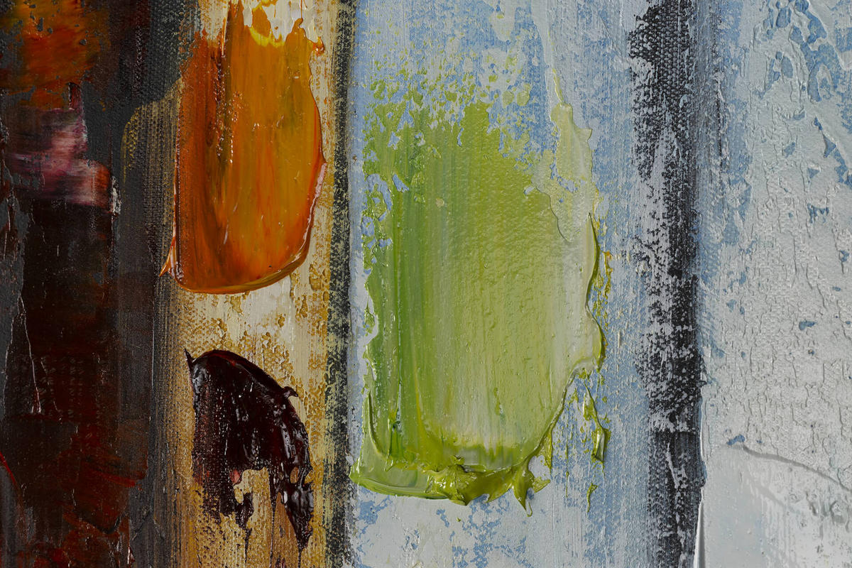 ÖLGEMÄLDE 140/70 cm - Blau/Gelb, Holz/Textil (140/70cm) - KUNSTLOFT