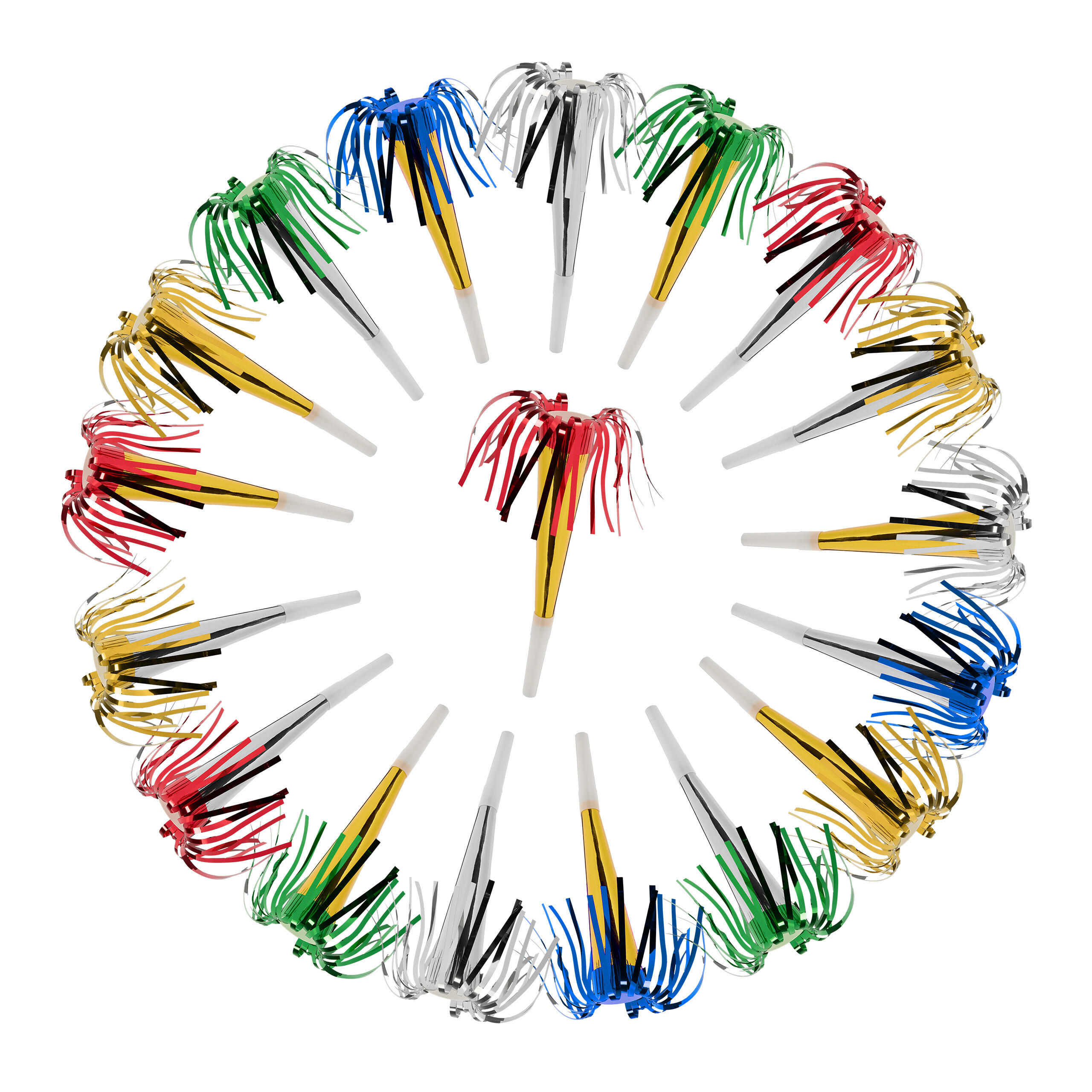 72XPÁRTY trúbky - viacfarebná, plast/papier (4/4/20cm) - Relaxdays