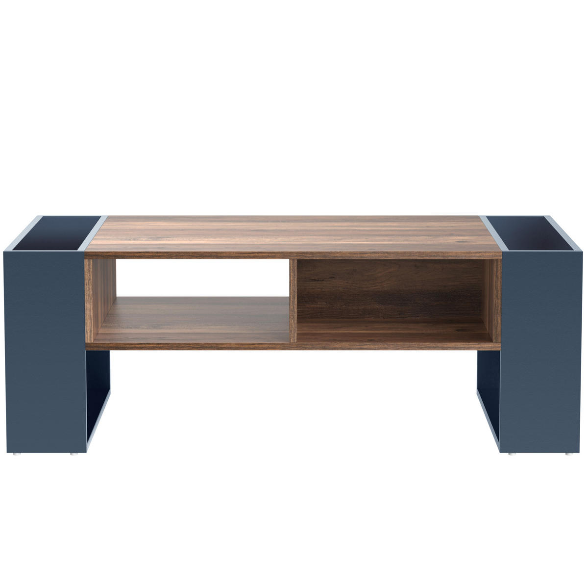 COUCHTISCH aus melaminbeschichteter Spanplatte 111x60x40 cm Holzoptik Grauschwarz mit Stauraum - Grau, Holzwerkstoff (111/60/40cm) - IVMEU
