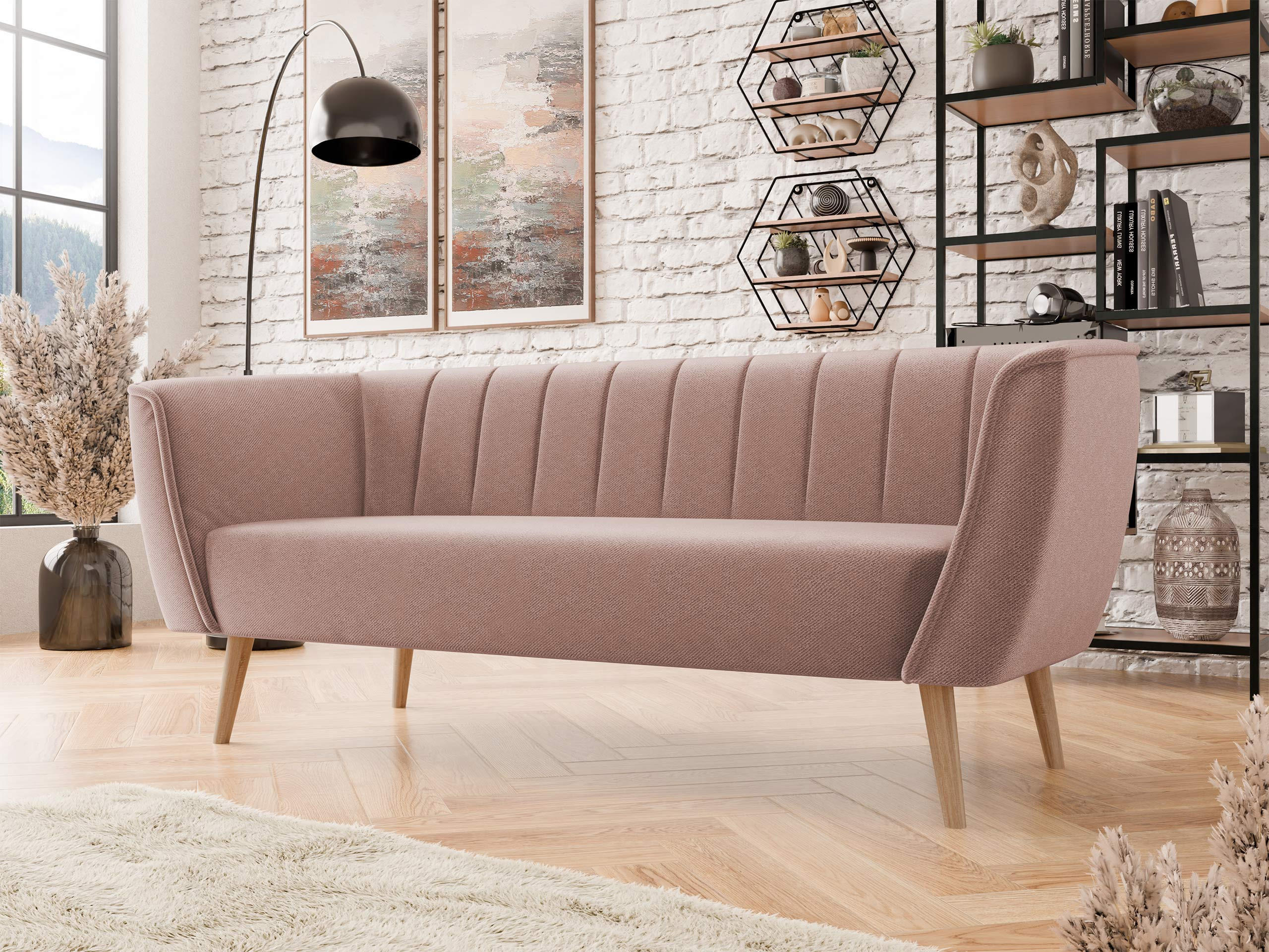 SOFA Pas 3 - Naturfarben/Rosa, Holz/Textil (182/75/74cm) - MIRJAN24