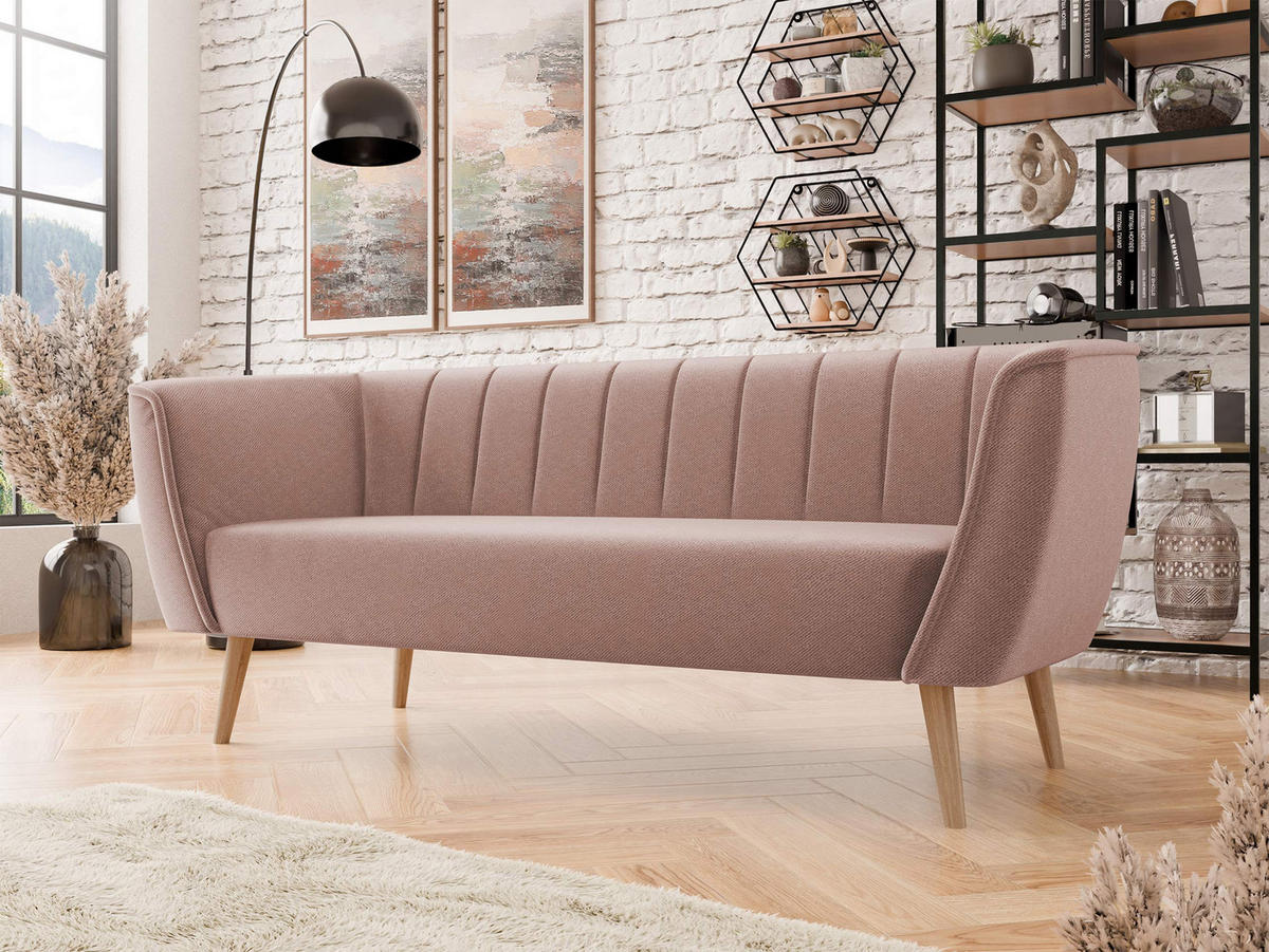 SOFA Pas 3 - Naturfarben/Rosa, Holz/Textil (182/75/74cm) - MIRJAN24