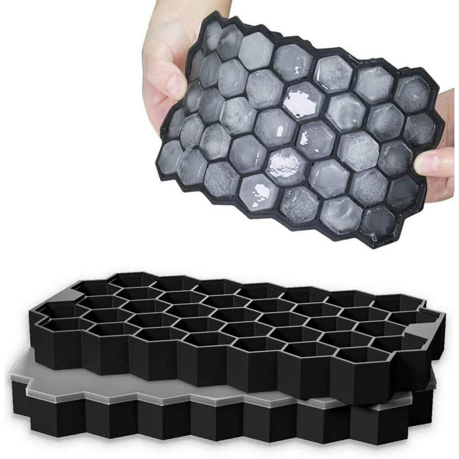 EISWÜRFELFORM 2er Set 74-Fach Silikon mit Deckel Schwarz - Schwarz, Kunststoff (1.2/1.2/2.2cm)