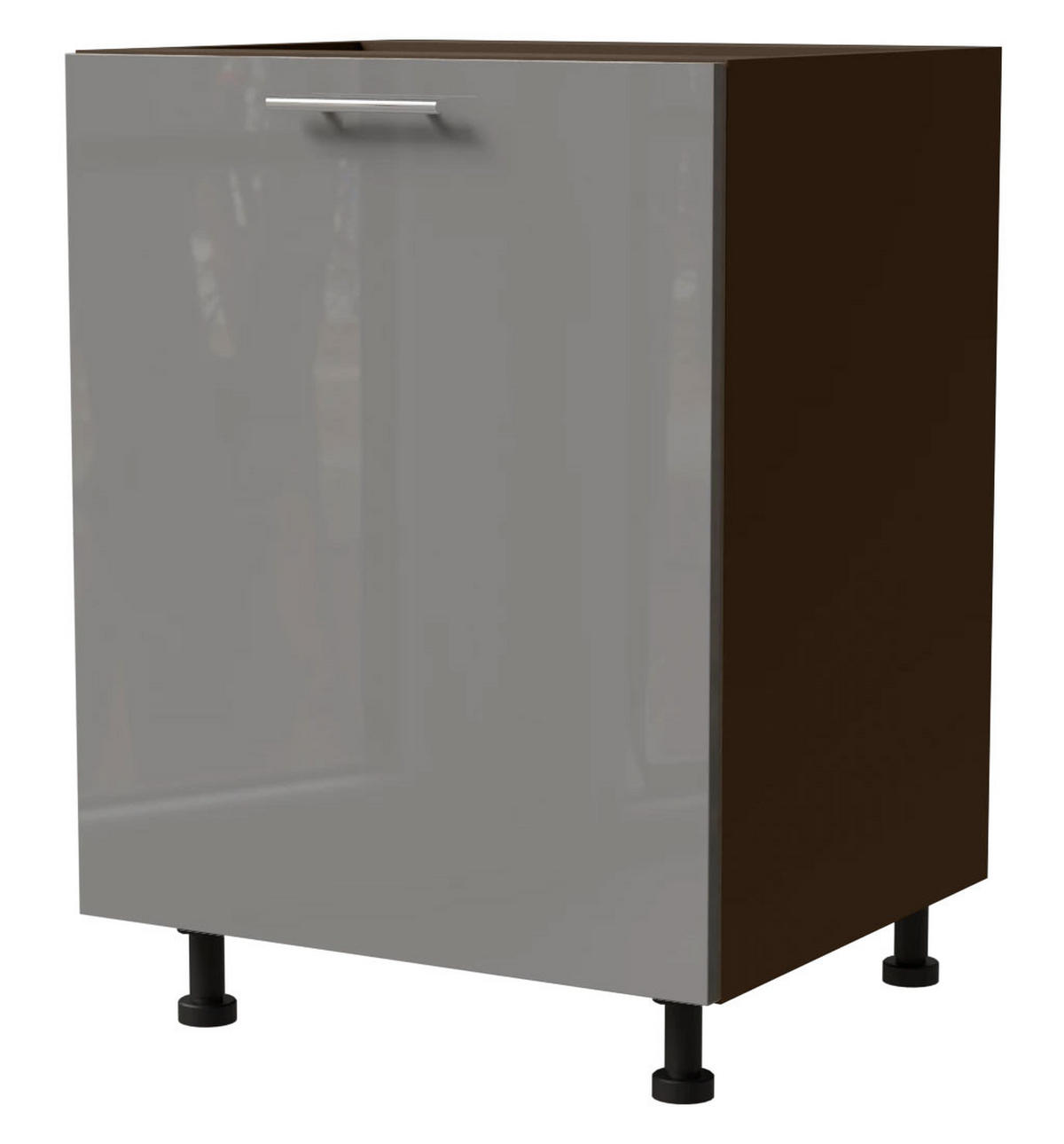 KÜCHENUNTERSCHRANK Essen D1D/60 Grau Hochglanz / Lava Matt 60 / 50 / 82cm - Dunkelgrau/Grau, Holz/Holzwerkstoff (60/82/50cm) - Feldmann-Wohnen