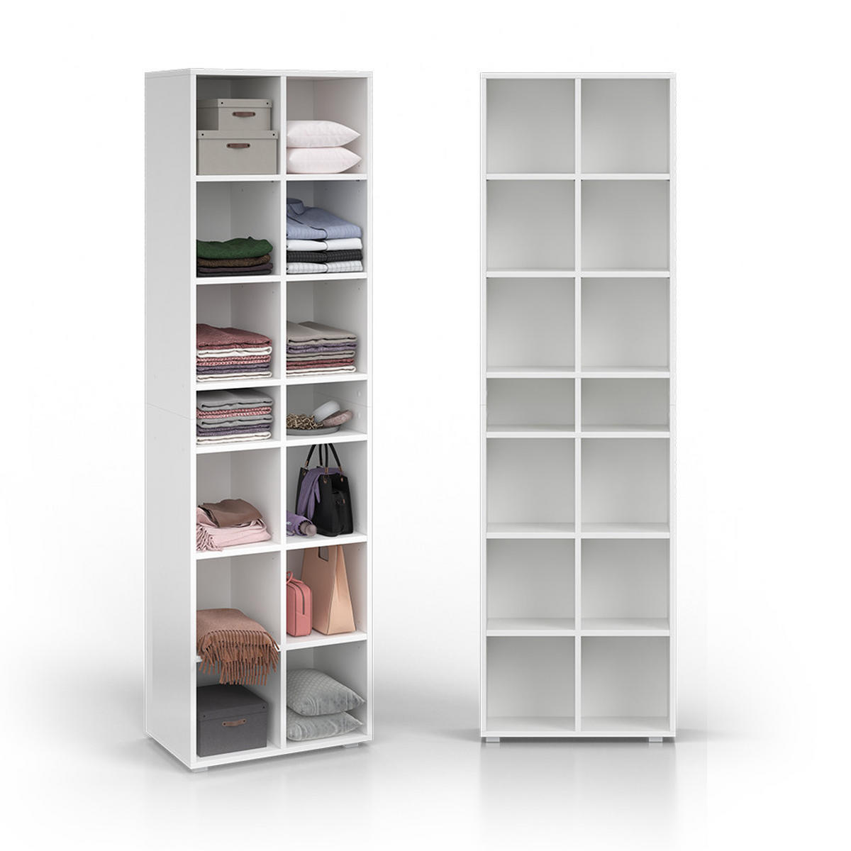 SCHUHSCHRANK Paris Weiß 54.2 x 183.3 cm 14 Fächer - Weiß, Holzwerkstoff (54.2/183.3/33.3cm) - Vicco
