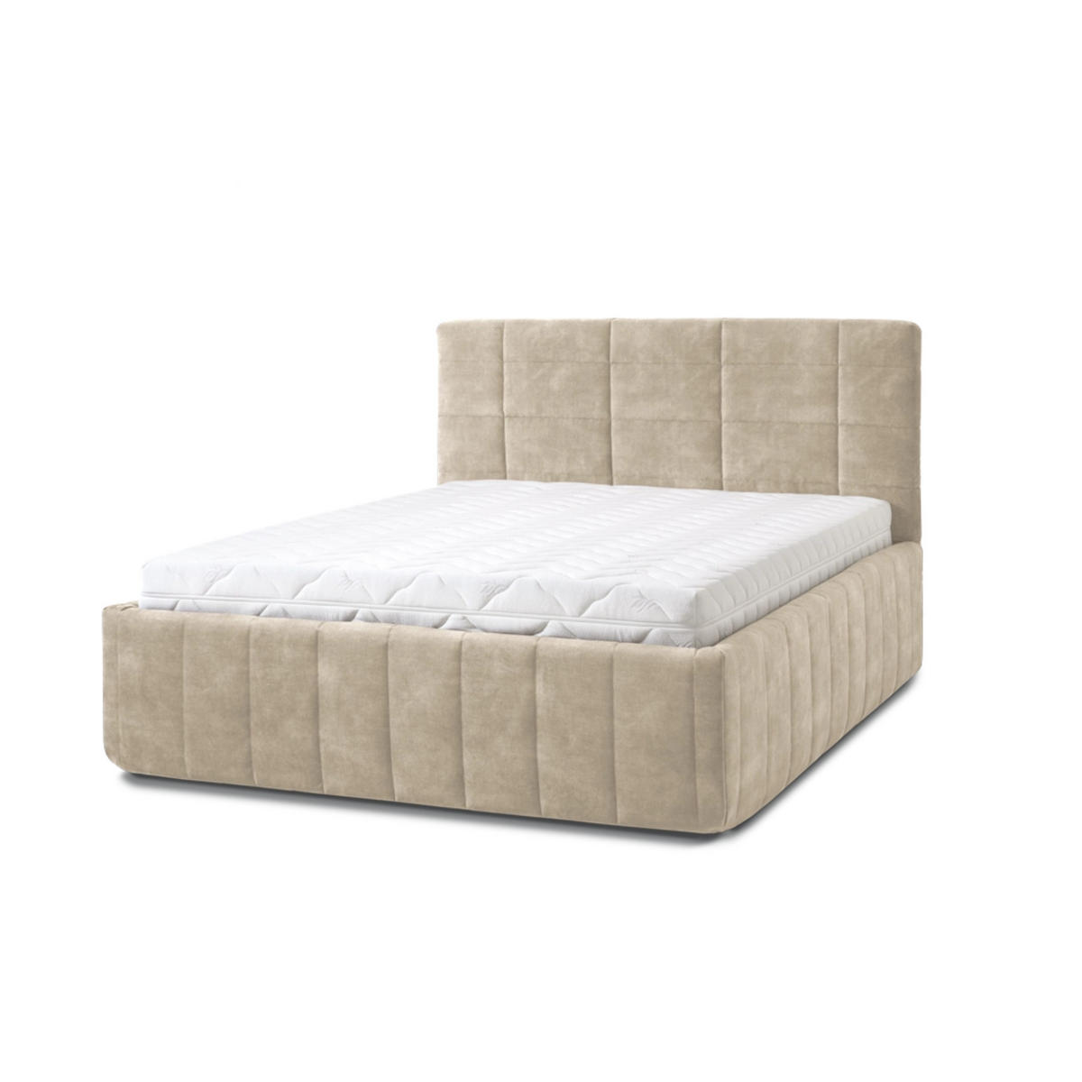 POLSTERBETT Reta Grande 180x200 in Plüsch Sand - Creme, Holz (180/200cm) - Letti Moderni