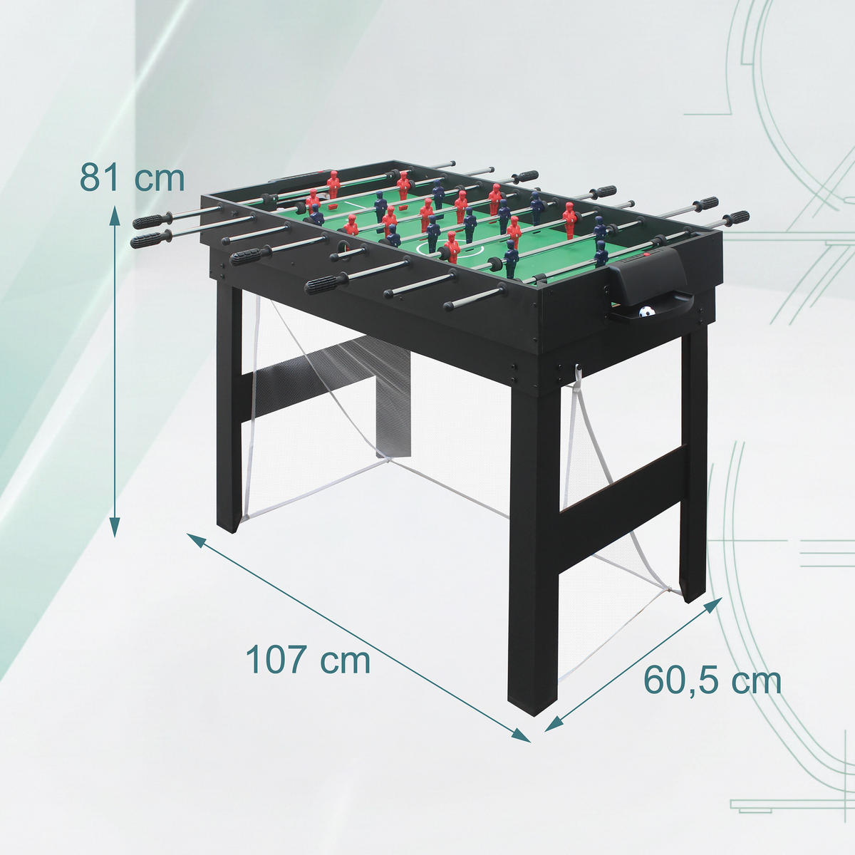 SPIELTISCH Schwarz 20 in 1 - Multicolor, Holzwerkstoff/Kunststoff (60/107/81cm) - Relaxdays