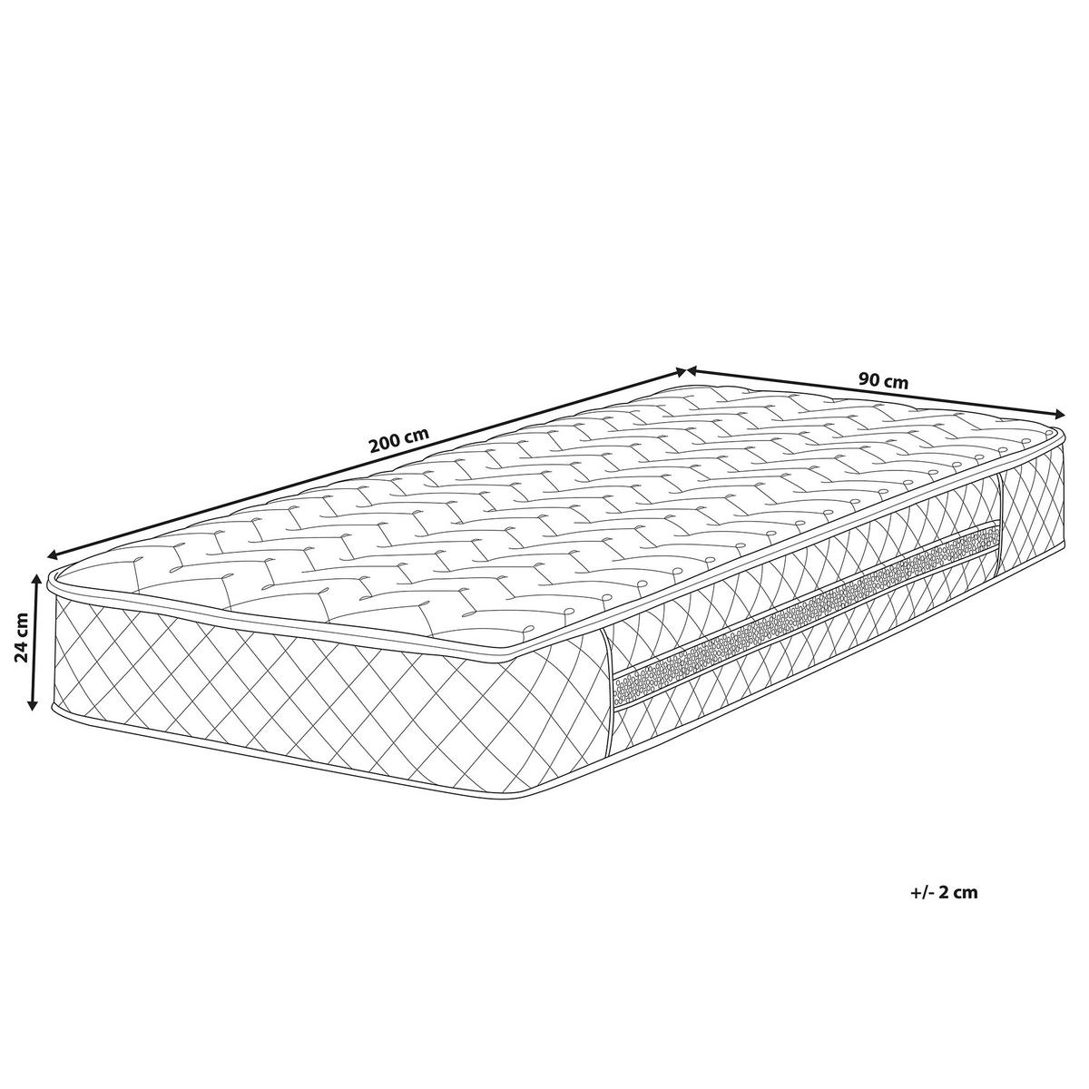 TASCHENFEDERKERNMATRATZE Memory Faom mittelfest 90/200/24 cm Glory - Weiß, Textil (90/200cm) - Beliani
