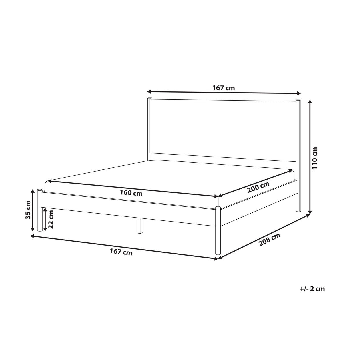 BETT mit Lattenrost 160/200 cm Hellbraun Brunemont - Hellbraun, Holz (160/200cm) - Beliani