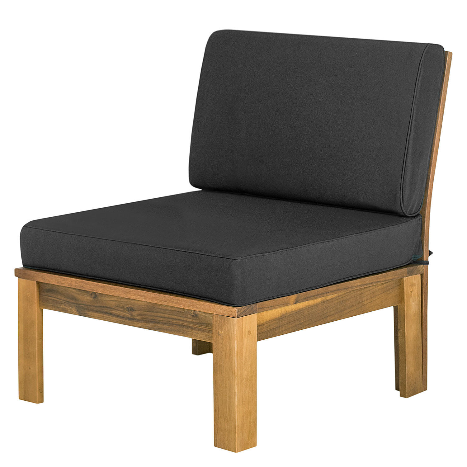LOUNGESESSEL - Webstoff / Akazie massiv - Anthrazit, Holz/Textil (60/73/71cm) - home24