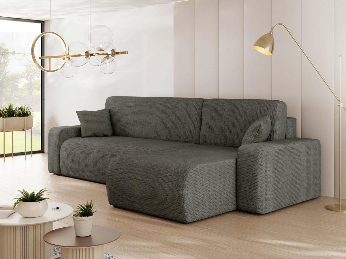 ECKSOFA Piano - Schwarz/Braun, Holz/Kunststoff (244/145cm) - MIRJAN24