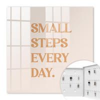 SCHLÜSSELBOX Weiß 30x30 cm – Türöffnung nach rechts - Motivation jeden Tag - Beige, Metall (30/30/5cm) - TULUP