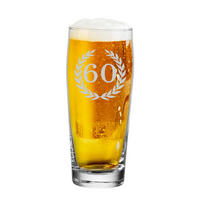 WILLI BECHER BIERGLAS MIT GRAVUR 60. Jubiläum transparent 0,5 l - Transparent, Glas (0.5L) - LUXENTU
