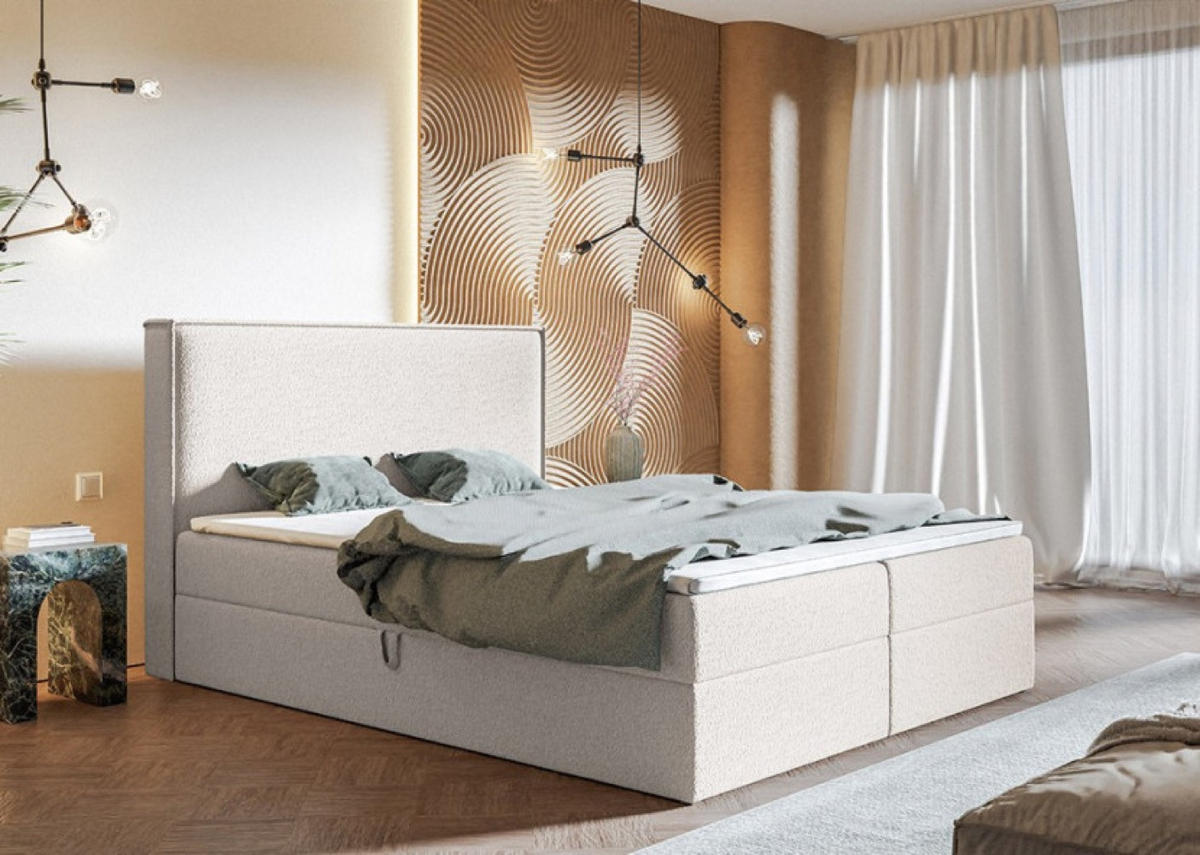 BETT Ecru FOX 9 Kontinentalbett 160x200 cm - Ecru, Textil (160/200cm) - Sepro Meble