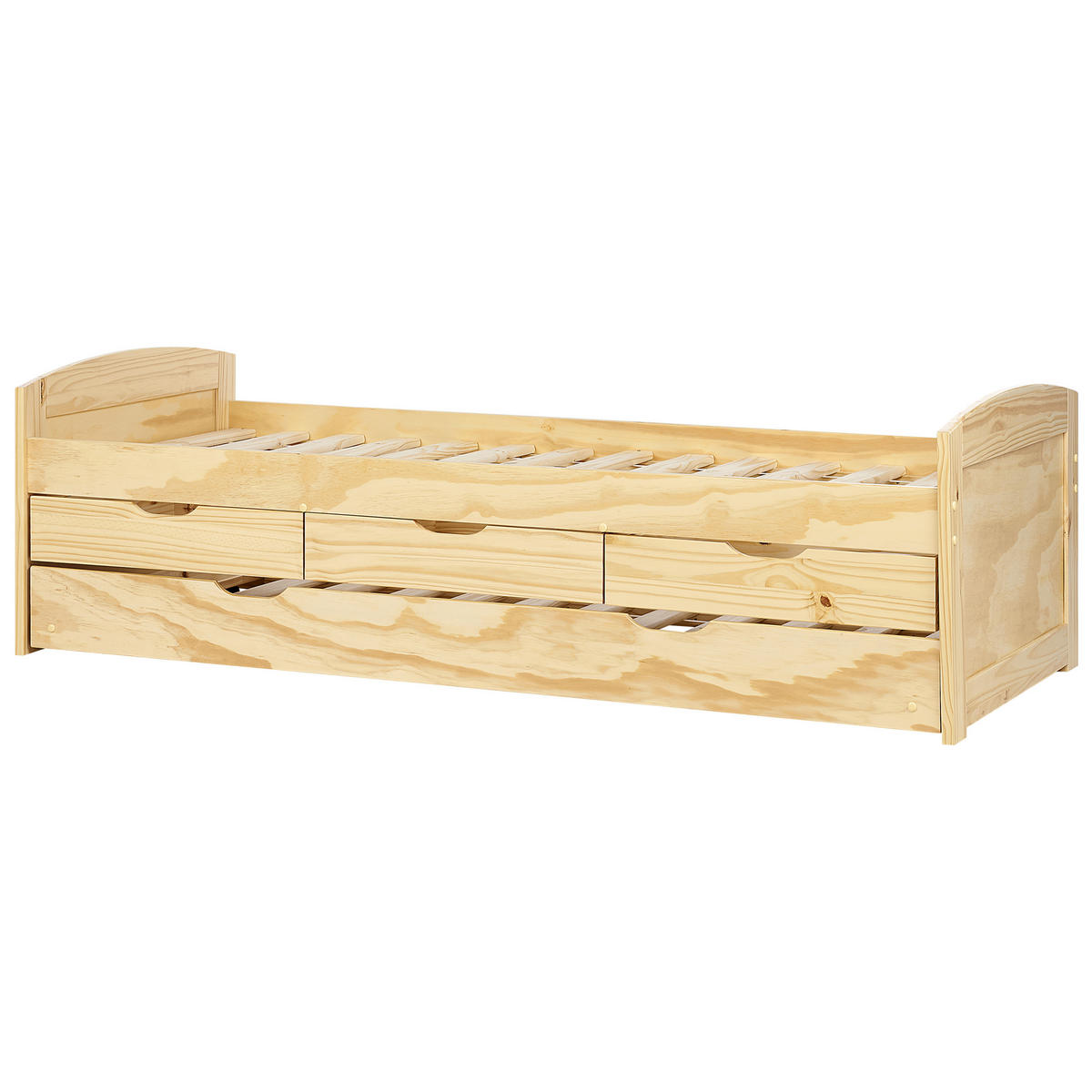 AUSZIEHBETT 90x200 cm Heller Holzfarbton Petiville - Hellbraun, Holz (90/200cm) - Beliani