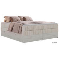 BOXSPRINGBETT NORDIC ZERO KING 200/200 - Beige Cord - Topper Visco - H3 - Beige/Schwarz, Kunststoff/Textil (200/200cm) - MKS
