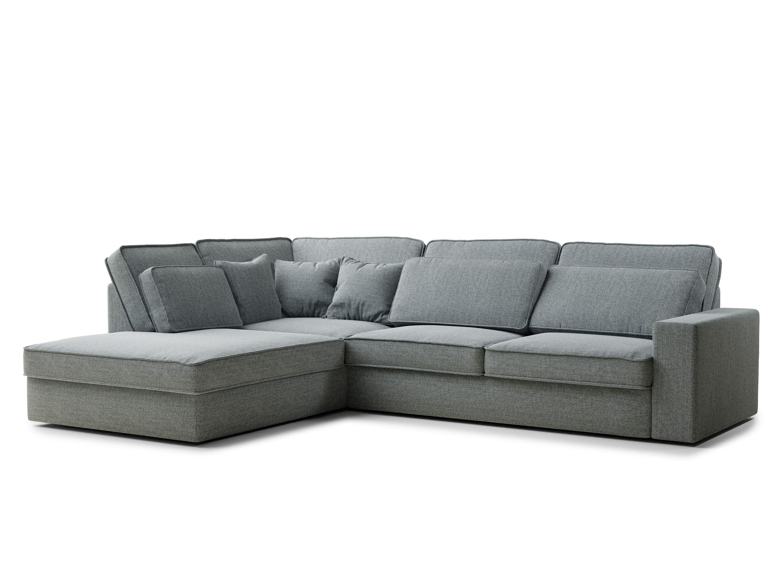 ECKSOFA Kirou Blau grau Webstoff - Links Seite - Blaugrau/Schwarz, Holz/Holzwerkstoff (225/311cm) - Maison de Reve
