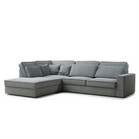 ECKSOFA Kirou Blau grau Webstoff - Links Seite - Blaugrau/Schwarz, Holz/Holzwerkstoff (225/311cm) - Maison de Reve