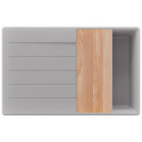 SPÜLBECKEN Kopenhagen, 2-er set Grau 78/50 cm 1 Becken + Ablauf-Set + Schneidebrett ab 45er Unterschrank - Beige/Grau, Kunststoff (78/20/50cm) - Primagran