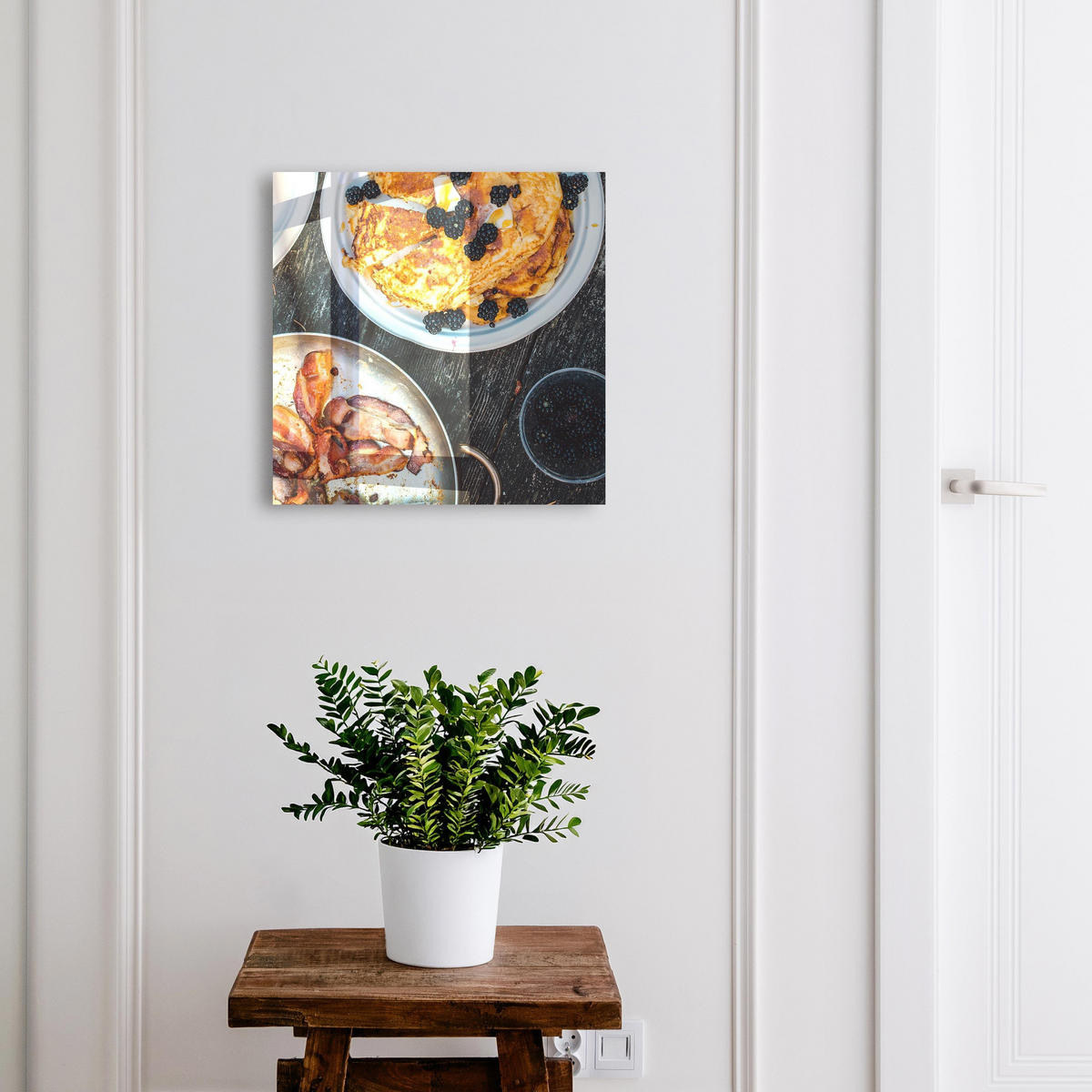 SCHLÜSSELBOX Weiß 30x30 cm – Türöffnung nach rechts - Hausgemachtes Frühstück - Braun, Metall (30/30/5cm) - TULUP