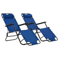 KLAPPBARE Sonnenliegen 2 Stk. mit Fußablage Blau - Blau, Textil (61/89/138cm) - furnicato